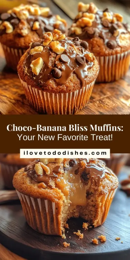 Indulge in the deliciousness of Choco-Banana Bliss Muffins! Combining the natural sweetness of ripe bananas with rich chocolate, these treats are perfect for breakfast, snacks, or gatherings. Made with wholesome ingredients like coconut oil and brown sugar, they offer a healthier option for your sweet cravings. Easy to make and customizable, these muffins are sure to become a family favorite! #Muffins #Baking #HealthyRecipes #ChocoBanana #SnackIdeas #EasyBaking #FamilyFavorites