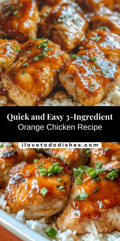 Discover the flavorful Zesty 3-Ingredient Orange Chicken that makes weeknight dinners a breeze! This simple recipe combines just chicken thighs, orange marmalade, and BBQ sauce for a deliciously sweet and smoky dish. Perfect for busy chefs, it’s easy to prepare and sure to impress your family and friends. Enjoy a meal that’s quick to make without compromising on taste! Try it tonight! #OrangeChicken #EasyRecipes #QuickMeals #CookingSimplified #Yummy