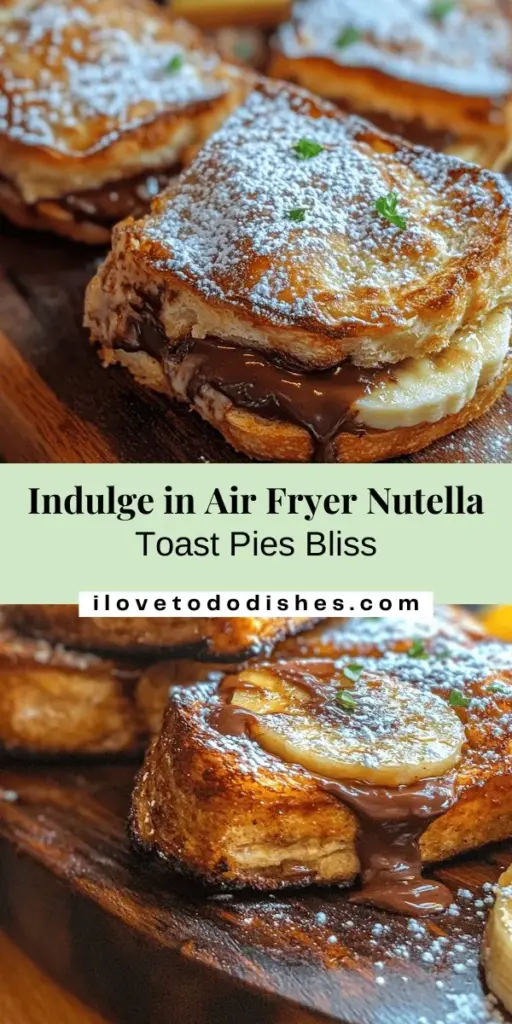 Discover the magic of air fryer Nutella Toast Pies! This easy recipe combines the rich, gooey goodness of Nutella with crispy bread for a nostalgic treat in minutes. Perfect for satisfying sweet cravings or impressing guests, these pies offer a healthier indulgence with minimal oil. Customize with bananas or a sprinkle of cinnamon for extra flavor. Enjoy warm for the best experience! #AirFryerRecipes #Nutella #DessertIdeas #SweetTreats #QuickRecipes #ComfortFood #BakingFun