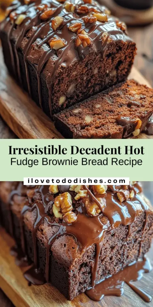 Indulge your inner chocolate lover with this Decadent Hot Fudge Brownie Bread recipe! Combining the warmth of bread with rich brownie flavor, it's perfect for dessert, breakfast, or a sweet snack. Enjoy gooey hot fudge swirled throughout every slice for an irresistible treat. Customize it with nuts or ice cream on top for an extra indulgence. Try this deliciously decadent recipe today! #ChocolateLovers #Baking #BrownieBread #Dessert #YummyRecipes #SweetTreats