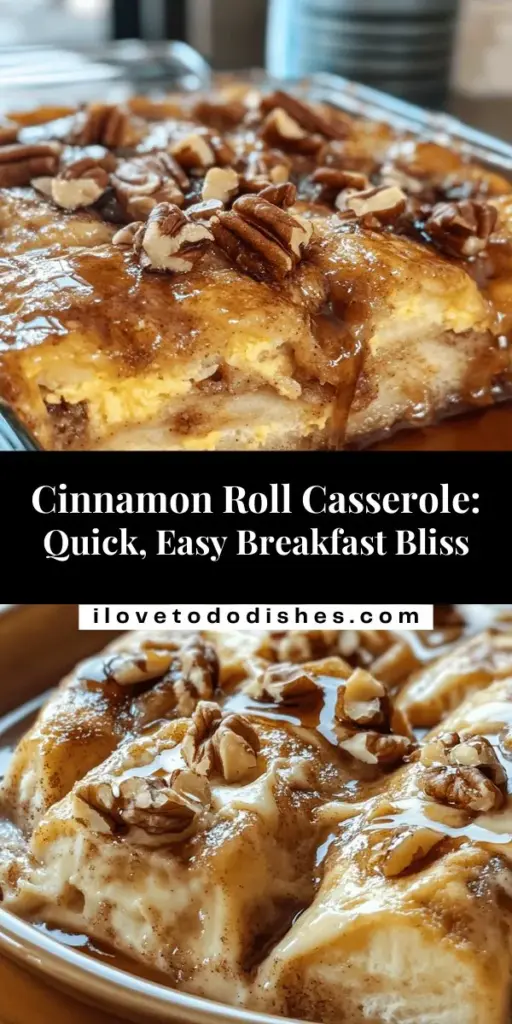 Start your mornings with the Easy Cinnamon Roll Casserole Delight, a tasty twist on the classic cinnamon roll that serves a crowd effortlessly. This baked dish combines fluffy refrigerated cinnamon rolls, eggs, milk, and a hint of vanilla for a warm, custardy breakfast treat. Perfect for family gatherings or cozy weekends, this easy recipe requires minimal effort and is sure to impress. Dive into a slice of sweet, cinnamon-filled goodness! #CinnamonRollCasserole #BreakfastTreat #BrunchIdeas #EasyRecipes #ComfortFood