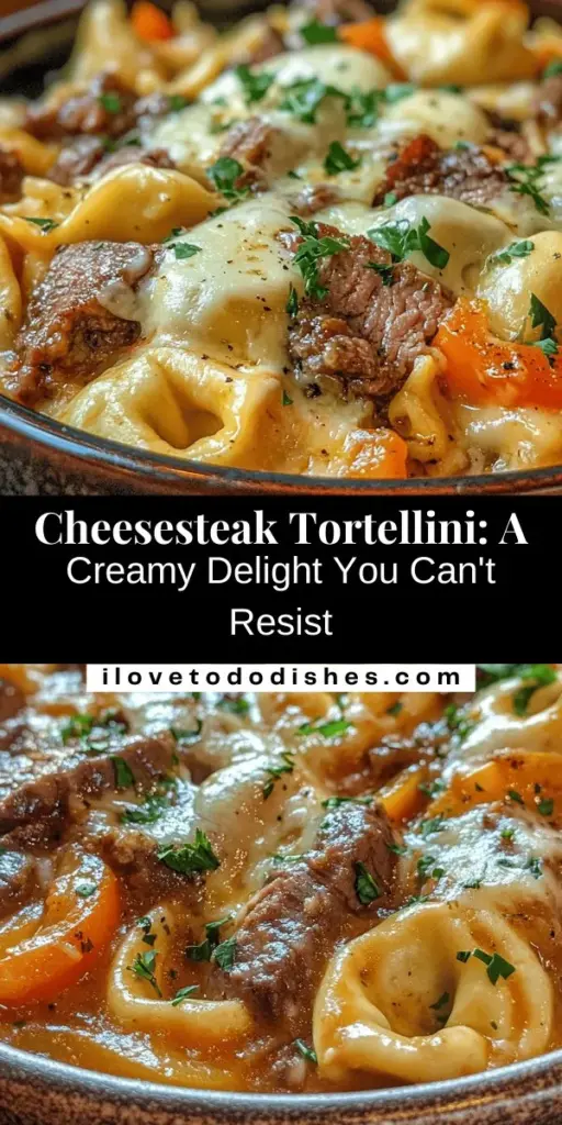 Discover the delicious fusion of flavors with our Cheesesteak Tortellini in Rich Provolone Sauce! This creamy dish combines tender cheese tortellini with savory ribeye steak and sautéed vegetables, all enveloped in a rich, cheesy sauce. Perfect for family gatherings or a quick weeknight meal, it's comfort food at its finest. Try this easy recipe and impress your guests with a satisfying culinary experience! #CheesesteakTortellini #ComfortFood #PastaRecipes #DeliciousMeals #FoodieFun