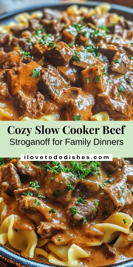 Indulge in the comfort of a Hearty Slow Cooker Pot Roast Beef Stroganoff! This flavorful dish combines tender chuck roast with creamy sauce, mushrooms, and aromatic herbs, all slow-cooked to perfection. Perfect for busy weeknights, just set it and forget it! Serve it over egg noodles or rice for a warm, satisfying meal your family will love. Try it today for a taste of coziness! #SlowCooker #BeefStroganoff #ComfortFood #FamilyRecipes #EasyDinnerIdeas