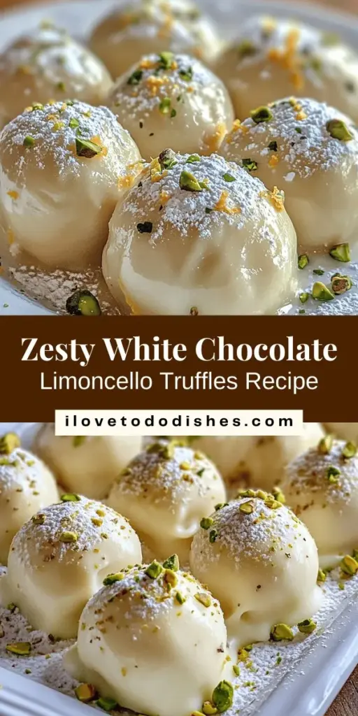 Indulge in a delicious journey with White Chocolate Limoncello Truffles, a perfect balance of creamy white chocolate and tangy limoncello. These delightful treats are easy to make and perfect for any occasion, from dinner parties to festive gifts. Our step-by-step guide will help you create these luxurious confections at home. Elevate your dessert game and impress your friends! #Truffles #DessertRecipes #SweetTreats #Limoncello #BakeFromScratch #ChocolateLovers