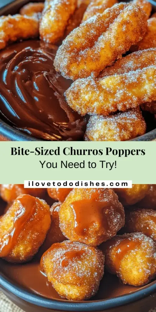 Indulge in the delightful world of Churros Poppers with this easy recipe! These bite-sized treats bring the joy of traditional churros to a shareable format, perfect for any gathering. Made with a simple dough and coated in cinnamon sugar, they're crispy on the outside and fluffy on the inside. Dive into creative variations and serve with delicious dipping sauces to elevate your dessert experience. Perfect for parties or casual get-togethers! #ChurrosPoppers #Dessert #Baking #SnackIdeas #HomemadeTreats #SweetTreats