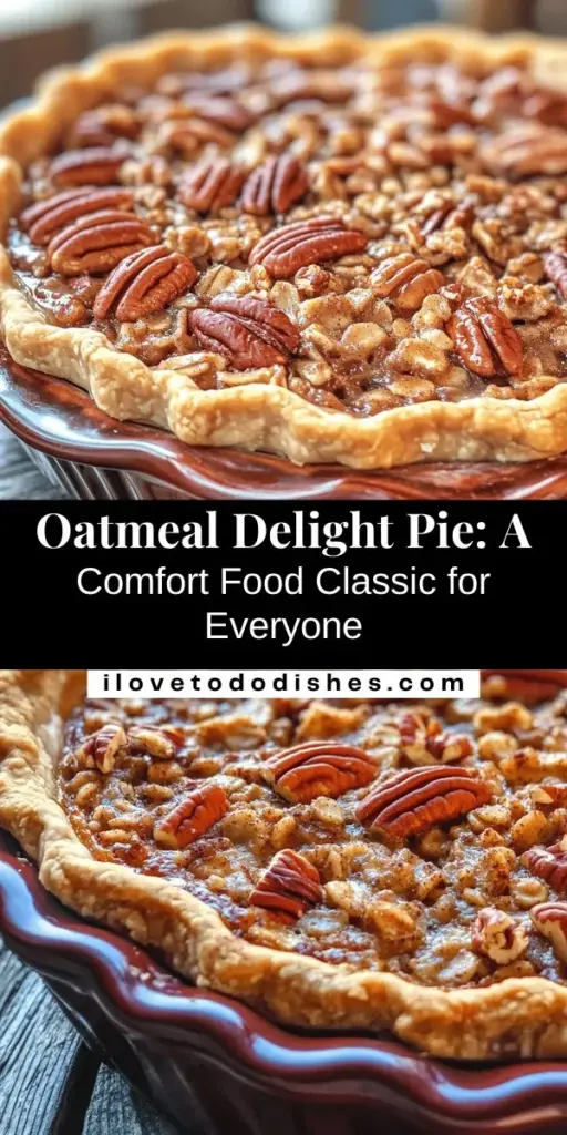 Discover the comforting goodness of Oatmeal Delight Pie with this delightful recipe that combines the heartiness of oats and a sweet pie filling. Perfect for adapting to various dietary needs, this pie is sure to be a crowd-pleaser at any gathering. Enjoy warm spices, nutritional benefits, and endless customization options like dairy-free or nut toppings. It's a nostalgic dessert that will warm your heart! #OatmealDelightPie #Baking #Dessert #ComfortFood #HealthyBaking #PieRecipe #HomemadeGoodness