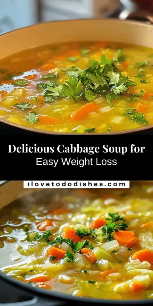 Discover the benefits of the Cabbage Fat-Burning Soup, a nutrient-rich dish perfect for weight management! This low-calorie soup is packed with antioxidants and essential vitamins from fresh ingredients like cabbage, carrots, and bell peppers. Simple to make and customizable for any diet, it satisfies your hunger while promoting health. Try this delicious recipe for a comforting meal that supports your wellness goals! #HealthyEating #WeightLoss #CabbageSoup #MealPrep #HealthyRecipes #Nutrition