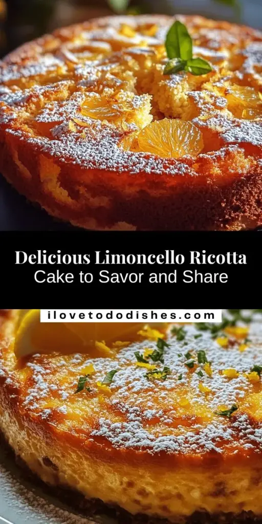 Indulge in the delightful flavors of the Mediterranean with this Limoncello Ricotta Cake. This beautiful Italian dessert combines creamy ricotta with zesty Limoncello, creating a unique and refreshing treat perfect for any occasion. Easy to make and bursting with citrus goodness, it’s a must-try for dessert lovers! Enjoy it with a cup of tea or coffee for a perfect pairing. #Limoncello #RicottaCake #ItalianDessert #Baking #DessertRecipes #CitrusDelight #HomemadeGoodness