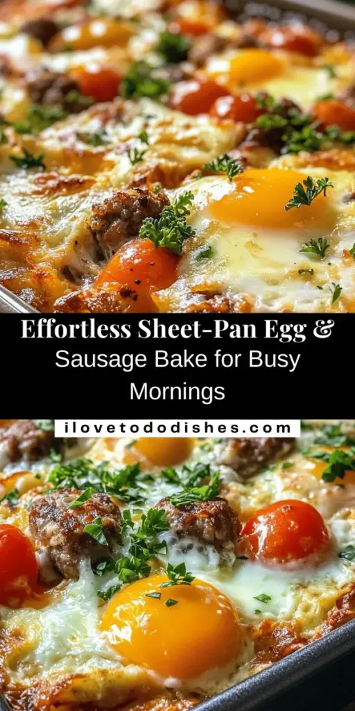 Start your day off right with this delicious and easy Morning Bliss: Sheet-Pan Egg & Sausage Bake! Perfect for hectic mornings, this one-pan meal combines wholesome ingredients like eggs, sausage, bell peppers, and spinach for a nutritious breakfast that feeds the whole family. Minimal prep and cleanup make it ideal for busy lives, while the vibrant flavors will surely please. Try customizing it with your favorite veggies! #BreakfastBaking #SheetPanMeals #HealthyBreakfast #EasyRecipes #MealPrep #BrunchIdeas