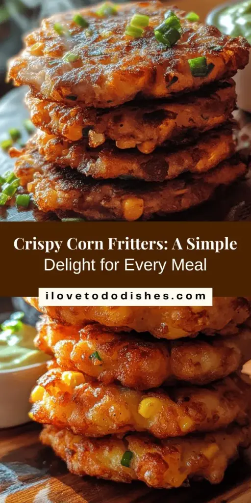 Savor the deliciousness of crispy corn fritters, perfect for any occasion! These versatile treats can be enjoyed as a snack, appetizer, or side dish. Easy to make, they combine fresh or frozen corn with a mix of spices and vegetables, resulting in a delightful balance of flavors and textures. Explore creative variations and serving suggestions that will impress family and friends. Ready to elevate your culinary skills? #CornFritters #CrispyDelight #ComfortFood #EasyRecipes #CookingAtHome