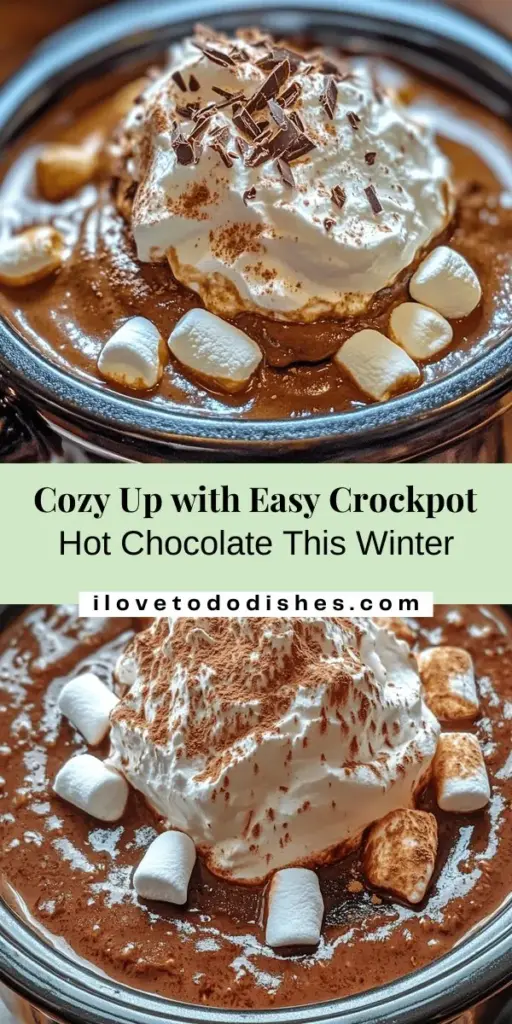 Warm up this winter with Easy Crockpot Hot Chocolate! This comforting recipe allows you to enjoy rich, creamy hot chocolate with minimal effort. Using a slow cooker, you can create a large batch, perfect for cozy gatherings or quiet nights by the fire. Customize your drink with your favorite toppings and flavors for a delightful experience that feels like a warm hug in a mug. Discover the joy of homemade hot chocolate today! #CrockpotRecipes #HotChocolate #WinterComfort #HomeMadeDelight #CozyDrinks