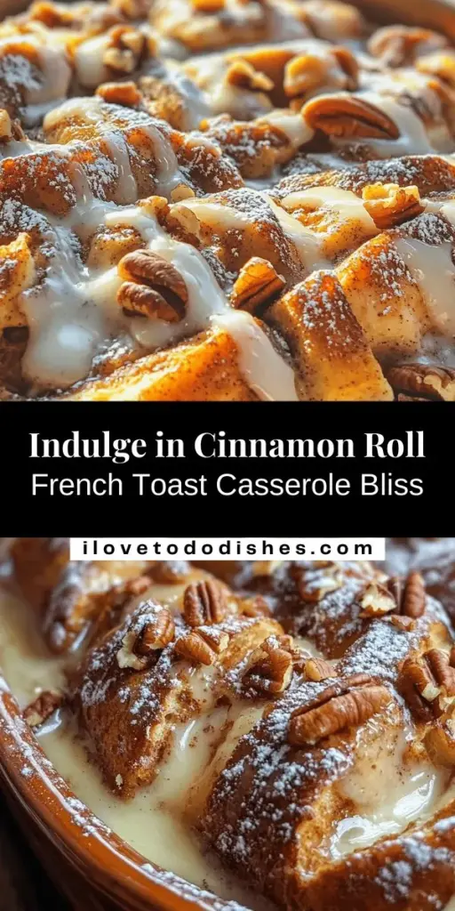 Indulge in the ultimate breakfast treat with this Cinnamon Roll French Toast Casserole! Perfectly blending gooey cinnamon rolls with a rich custard, this dish is incredibly simple to prepare and perfect for any occasion. Just mix your ingredients, let them soak, and bake for a delightful, shareable meal that will have everyone coming back for seconds. Elevate your brunch game with this crowd-pleaser! #CinnamonRollCasserole #FrenchToast #BrunchRecipes #BakedGoods #BreakfastDelight