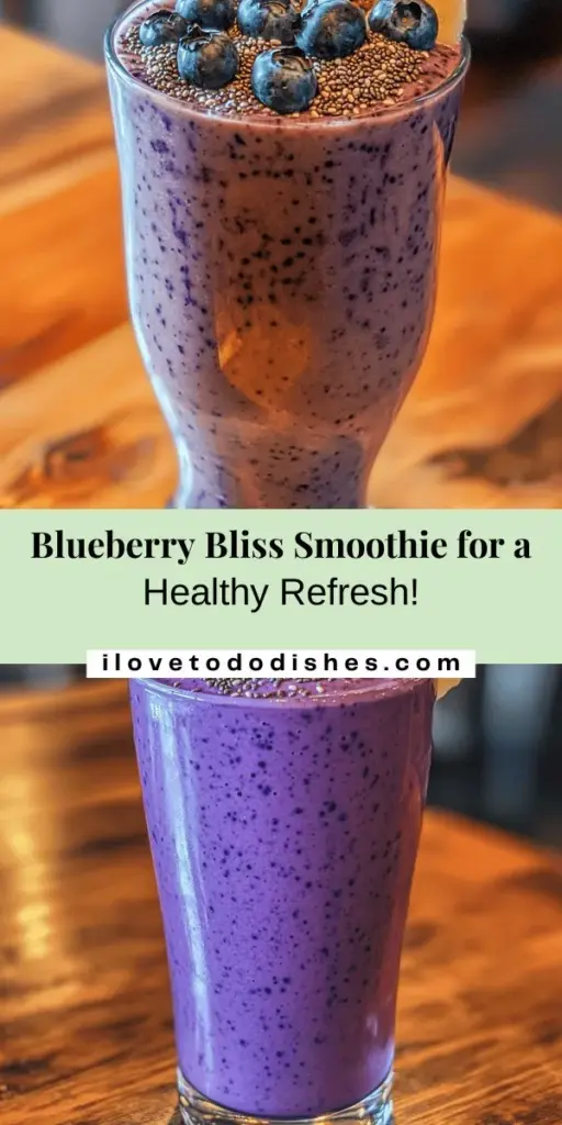 Discover the delicious and nutritious Blueberry Bliss Smoothie, a perfect choice for health enthusiasts and busy individuals! Packed with antioxidant-rich blueberries, creamy bananas, and nutrient-dense chia seeds, this smoothie is a powerhouse of flavor and health benefits. Ideal for breakfast or post-workout, it's easy to customize with your favorite ingredients. Get blending for a refreshing boost! #BlueberryBliss #SmoothieRecipe #HealthyEating #NutritiousDelight #SuperfoodSmoothie