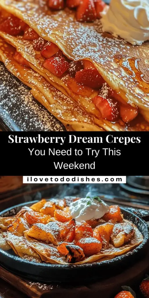 Discover the bliss of making Delightful Strawberry Dreams with this delicious crepe recipe! Perfect for brunch, dessert, or a special treat, each light and airy crepe is filled with vibrant, macerated strawberries and a hint of lemon. This recipe not only celebrates seasonal flavors but also offers a healthier dessert option packed with vitamins. Ready to impress your guests or indulge yourself? Get started now! #Crepes #StrawberryRecipe #CookingAtHome #Dessert #Foodie #BrunchIdeas #SweetTreats