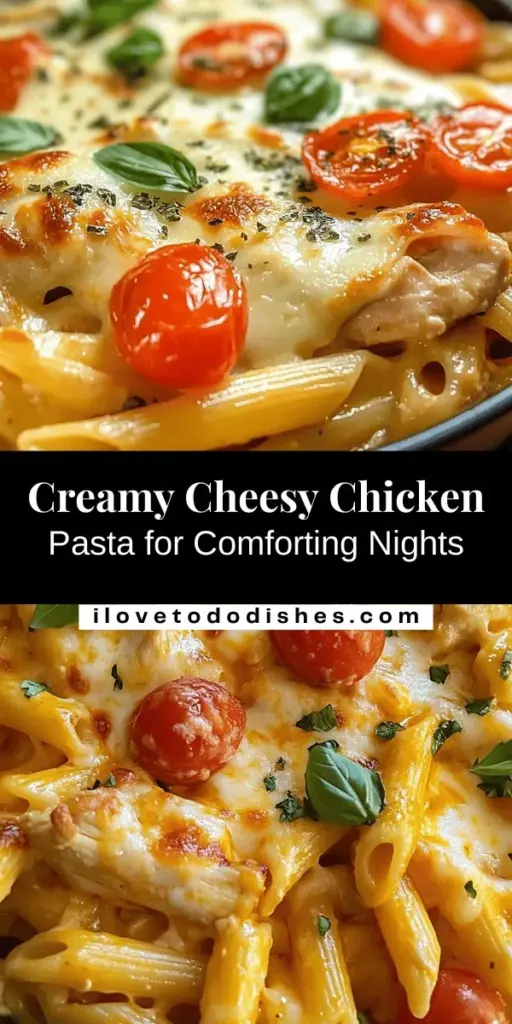 Dive into the comforting world of Cheesy Chicken Pasta Delight! This creamy, flavorful dish combines tender chicken, al dente penne pasta, and a rich cheese sauce that guarantees to warm your heart and satisfy your cravings. Perfect for family dinners or special gatherings, this recipe is effortless to prepare and a crowd-pleaser. Get inspired to create your own pasta masterpiece today! #CheesyChickenPasta #ComfortFood #PastaRecipes #DeliciousDinner #CookingAtHome