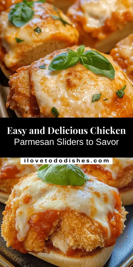 Get ready to elevate your comfort food game with Chicken Parmesan Sliders! This crowd-pleasing twist on the classic dish combines crispy, breaded chicken, zesty marinara, and melty cheese all encased in soft slider buns. Perfect as appetizers, main dishes, or snacks, these bite-sized treats are versatile and easy to share. Experiment with toppings and sauces to customize each delicious bite. Perfect for game day or family dinners! #ChickenParmesan #Sliders #ComfortFood #RecipeIdeas #FoodieFun