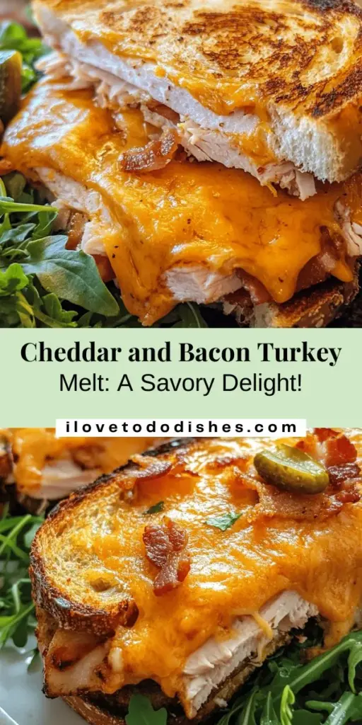 Indulge in the delightful flavors of a Cheddar and Bacon Turkey Melt on Sourdough! This sandwich combines crispy bacon, juicy turkey, and creamy sharp cheddar, all nestled in tangy sourdough bread. Perfect for lunch, dinner, or a snack, it's easy to prepare with minimal cooking time. Add fresh greens and optional ingredients for a personalized touch. Dive into this savory treat and elevate your sandwich game! #TurkeyMelt #SandwichRecipe #ComfortFood #CheddarAndBacon #FoodieFun #SourdoughLove