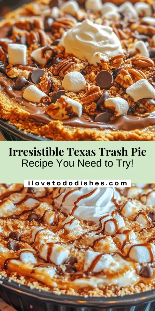 Discover the joy of baking with this Texas Trash Pie recipe that's sure to impress! A delicious blend of chocolate, coconut, and nuts in a buttery graham cracker crust makes it the perfect indulgent dessert for gatherings. With easy steps and adaptable ingredients, this dessert is not only crowd-pleasing but also embodies the spirit of Southern hospitality. Try it warm or chilled, and don’t forget to top it with ice cream or whipped cream! #TexasTrashPie #DessertRecipe #BakingJoy #SouthernCuisine #ComfortFood #PieLovers #CulinaryAdventures