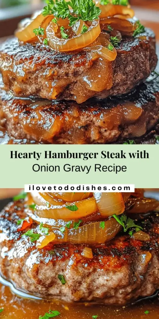 Indulge in the classic comfort of hamburger steak smothered in savory onion gravy! This hearty dish combines juicy beef patties with rich, caramelized onions, making it perfect for family gatherings. Easy to prepare, it's ideal for both novice cooks and seasoned chefs. Enjoy it with mashed potatoes or roasted veggies for a complete meal. Bring everyone together for a nostalgic dining experience! #HamburgerSteak #ComfortFood #FamilyDinner #OnionGravy #RecipeIdeas