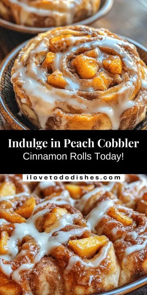 Indulge in a deliciously unique treat with Peach Cobbler Cinnamon Rolls! This recipe combines the sweet, juicy flavor of ripe peaches with the warm spices of cinnamon rolls, creating a delightful dessert perfect for brunch or family gatherings. Simple to make and made with fresh ingredients, they promise a cozy aroma that fills your kitchen. Bring a taste of Southern tradition to your table! #PeachCobbler #CinnamonRolls #Dessert #BakingJoy #HomemadeTreats #ComfortFood #RecipeIdeas