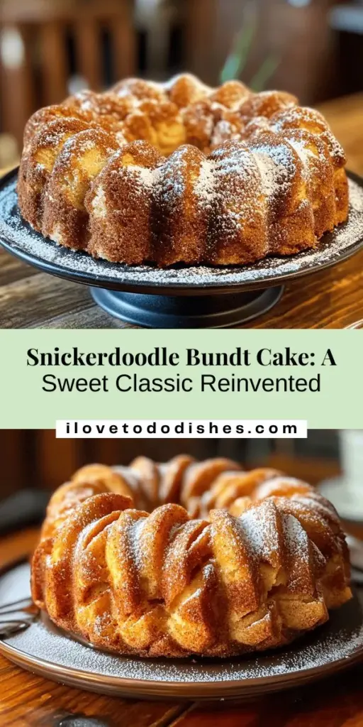 Discover the delicious world of Snickerdoodle Bundt Cake Delight, a delectable twist on the classic cookie! This moist and tender cake celebrates the warmth of cinnamon, making it perfect for any gathering. With its stunning presentation and soft texture, it promises to be a highlight at family dinners or holiday parties. Join the fun of baking this versatile dessert and impress everyone with its delightful flavor. #Snickerdoodle #BundtCake #BakingJoy #Dessert #CinnamonDelight #SweetTreats #HomeBaking