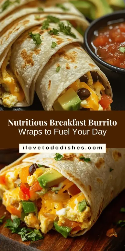 Start your day right with delicious and nutritious breakfast burrito wraps! Packed with wholesome ingredients like eggs, black beans, bell peppers, and avocado, these customizable wraps are perfect for busy mornings or leisurely brunches. Whether you prefer whole wheat tortillas or gluten-free options, this recipe offers flexibility to suit every taste. Prepare them in advance for a quick, healthy breakfast! #BreakfastBurrito #MealPrep #HealthyEating #BrunchIdeas #NutritiousBreakfast #CustomizableRecipes