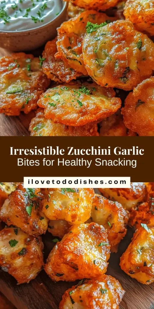 Discover the deliciousness of Zucchini Garlic Bites, a healthy and easy-to-make appetizer! These crispy treats are packed with nutrition, flavorful garlic, and just the right amount of cheese. Perfect for your next party or as a guilt-free snack, these bites are sure to impress everyone. Try them with various dips and enjoy a burst of freshness in every bite. Check out the recipe today and bring a twist to your appetizer game! #ZucchiniGarlicBites #HealthySnacks #Appetizers #VegetarianRecipes #CookingTips #HealthyEating