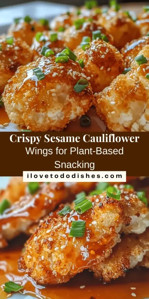 Discover a delicious plant-based snack with these Crispy Air Fryer Sesame Cauliflower Wings! Perfectly crunchy and full of flavor, this easy recipe is ideal for game days, parties, or casual dinners. Made with simple ingredients and ready in under 30 minutes, these guilt-free wings are a nutritious alternative to traditional fried snacks. Try them with your favorite dipping sauces for a tasty treat! #CrispyCauliflowerWings #AirFryerRecipes #PlantBasedEating #HealthySnacks #VeganAppetizers