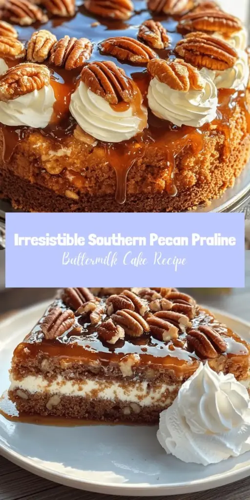 Savor the taste of the South with this Delectable Southern Pecan Praline Buttermilk Cake! Bursting with rich butter flavor, crunchy pecans, and a sweet caramel praline topping, this cake is a true crowd-pleaser. Perfect for gatherings, it showcases the essence of Southern baking traditions. Discover the secrets to creating this moist, tender cake and elevate your dessert game with this classic recipe. #SouthernBaking #PecanPraline #ButtermilkCake #DessertIdeas #BakingJoy