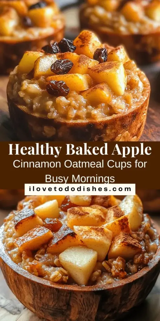 Start your day off right with these Baked Apple Cinnamon Oatmeal Cups! Perfect for busy mornings, these nutritious treats combine rolled oats, fresh apples, and warm spices for a delicious breakfast option that’s easy to prepare. High in fiber and packed with antioxidants, they support your health while satisfying your cravings. Customize them with nuts or dried fruit for even more flavor! Try these wholesome cups today! #HealthyBreakfast #MealPrep #OatmealCups #NutritiousEats #BakedOatmeal #AppleCinnamon