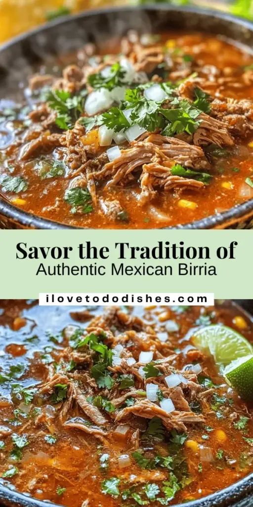 Dive into the rich culinary tradition of Mexican birria, a savory stew that's perfect for gatherings and cozy dinners. Originating from Jalisco, birria showcases slow-cooked meat infused with a vibrant blend of spices and chiles. Whether you choose goat, beef, or lamb, each bite is packed with flavor. Explore the history, variations, and step-by-step guide to making this beloved dish. Embrace the warmth of family and culture with birria! #Birria #MexicanCuisine #CookingTradition #FlavorfulDishes #FoodLovers