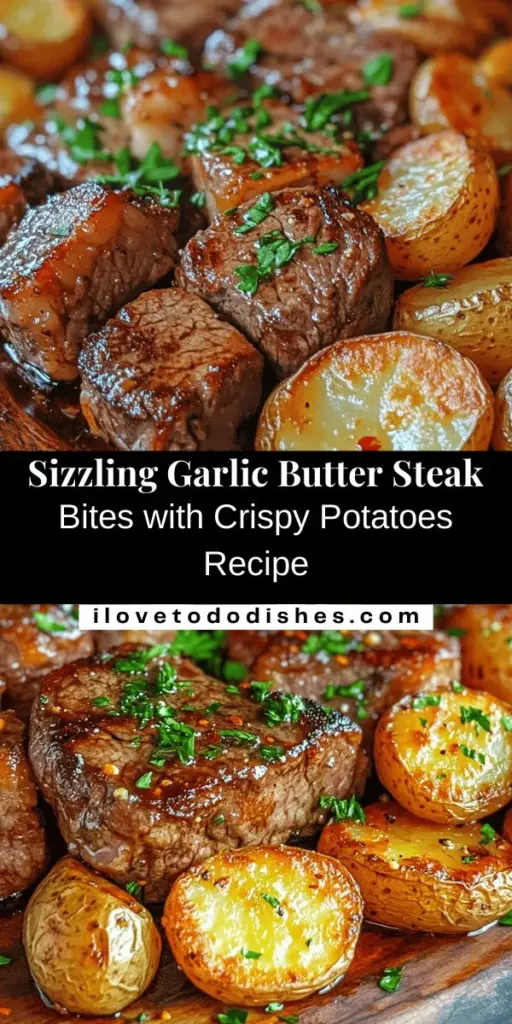 Indulge in a flavor-packed experience with Sizzling Garlic Butter Steak Bites and Crispy Potatoes. This easy recipe combines tender sirloin steak, seared to perfection and drenched in rich garlic butter, with golden baby potatoes that are crispy on the outside, fluffy on the inside. Perfect for weeknight dinners or special occasions, this dish is sure to impress! Explore the guide to ingredients, cooking techniques, and tips for customization. #SteakBites #CrispyPotatoes #GarlicButter #ComfortFood #QuickRecipes