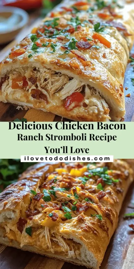 Indulge in the deliciousness of homemade Chicken Bacon Ranch Stromboli! This comforting dish combines tender chicken, crispy bacon, and creamy ranch, all wrapped in a golden crust. Perfect for dinner or as a crowd-pleasing appetizer, it’s customizable and easy to prepare. Discover tips for making it unforgettable, serving suggestions, and variations to suit your taste. Gather your ingredients and experience the joy of creating this delightful meal! #Stromboli #ComfortFood #Homemade #Foodie #RecipeIdeas #DinnerInspiration