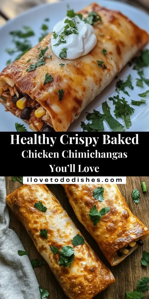 Discover the joy of making crispy baked chicken chimichangas—a healthier twist on a classic Mexican favorite! Enjoy savory shredded chicken, black beans, corn, and melted cheese wrapped in a crispy tortilla. Perfect for family meals or gatherings, these baked delights are easy to prepare and full of flavor. Serve with salsa, guacamole, or a fresh salad for a delicious feast. Try this recipe today! #Chimichangas #BakedChimichangas #HealthyRecipes #MexicanCuisine #CookingAtHome #FamilyDinner