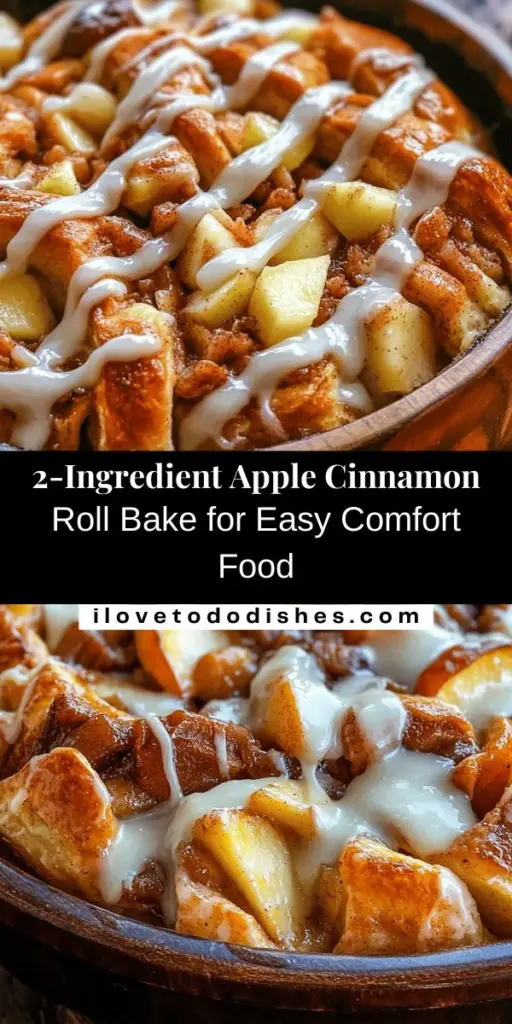 Whip up some magic with this 2-Ingredient Apple Cinnamon Roll Bake! This simple yet comforting dessert pairs soft cinnamon rolls with sweet, caramelized apples for a cozy treat that's perfect for any occasion. Ideal for novice bakers, this recipe combines ease and flavor, making it a go-to sweet dish. Serve it warm, drizzled with glaze, for a delightful experience! Perfect for breakfast or dessert. #AppleCinnamonRoll #BakingJoy #EasyRecipes #ComfortFood