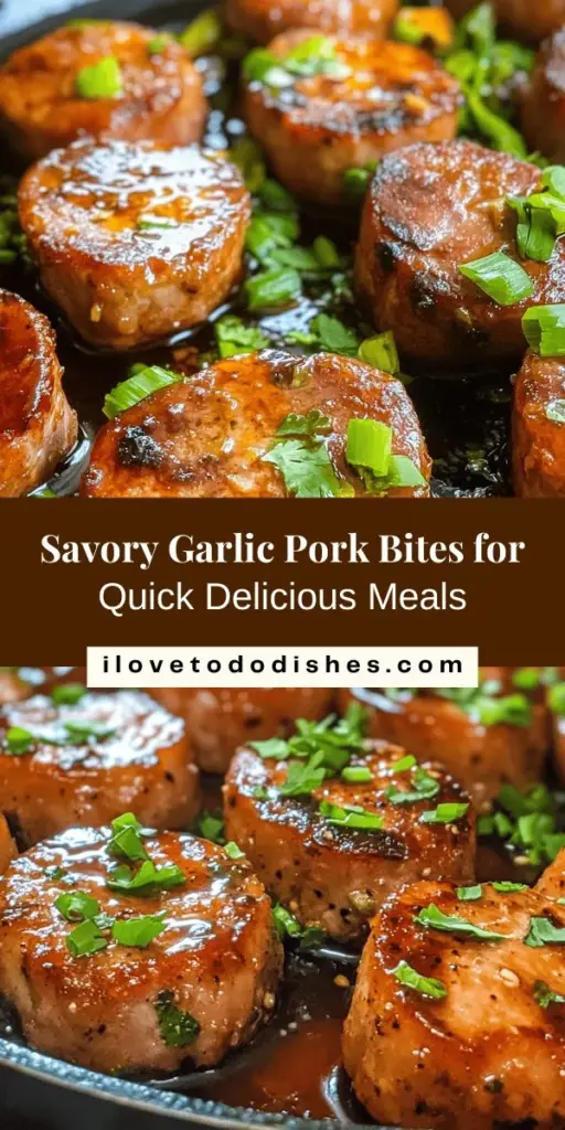 Discover the savory goodness of Garlic Pork Bites, the perfect dish for any occasion! This quick and easy recipe features tender pork tenderloin marinated in a delicious blend of garlic, honey, and soy sauce. Ideal for weeknight dinners or gatherings, these bites are a crowd-pleaser that impresses with every flavorful morsel. Ready to make your own? Check out the full recipe and enjoy a delightful cooking experience! #GarlicPorkBites #EasyRecipes #DinnerIdeas #Foodie #TastyTreats #CookingAtHome