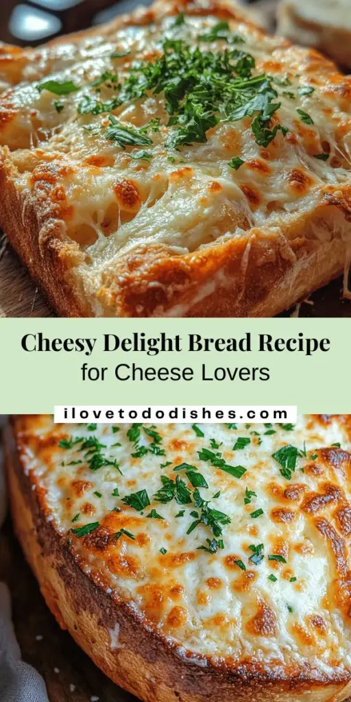 If you love cheese, then Cheesy Delight Bread is a must-try! This savory loaf features a soft, fluffy interior packed with melted cheese and fresh herbs, all wrapped in a crispy crust. Perfect as a side for soups, salads, or as a tasty snack. Follow our easy steps to create this delightful homemade bread and impress everyone at your next gathering! Enjoy the cozy aromas and irresistible flavors! #CheesyDelightBread #HomemadeBread #BakingLove #CheeseLovers #YummyRecipes #ComfortFood