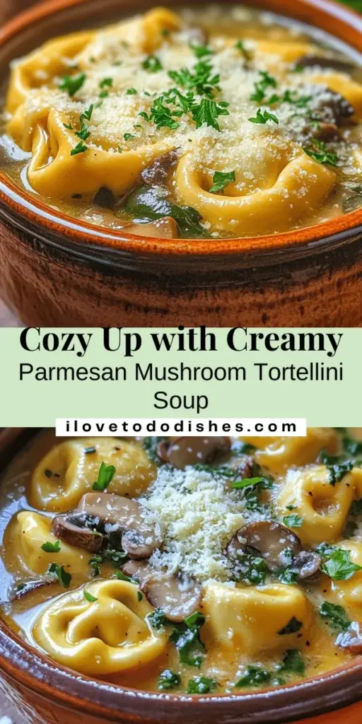 Warm up your fall and winter days with this creamy Parmesan mushroom and spinach tortellini soup! Packed with earthy mushrooms, rich cream, and vibrant spinach, it's a comforting delight perfect for any occasion. Quick to prepare, it's ideal for weeknight dinners or cozy gatherings. Don’t miss out on this soulful dish that brings the essence of Italian cooking right to your table. Try the recipe today and enjoy every spoonful! #SoupLovers #ComfortFood #TortelliniSoup #FallRecipes #EasyMeals