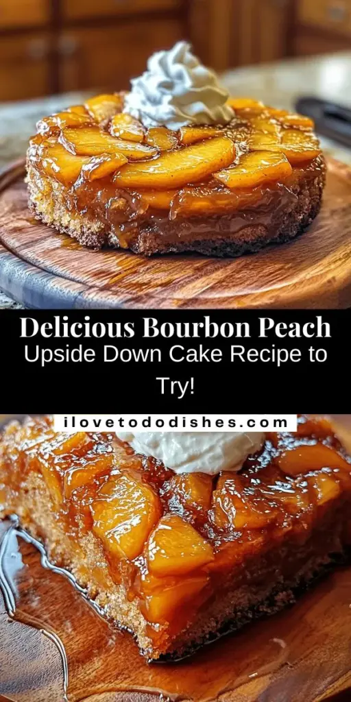 Indulge in the taste of the South with this Bourbon Peach Upside Down Cake! This delightful dessert features caramelized peaches and a rich, bourbon-infused flavor that will elevate any gathering. Perfectly moist and tender, it's delicious on its own or with a scoop of vanilla ice cream. Learn how to create this stunning cake that combines seasonal ingredients and Southern charm. Embrace the sweetness of summer! #BourbonPeachCake #SouthernDesserts #PeachSeason #BakingJoy #DessertLovers