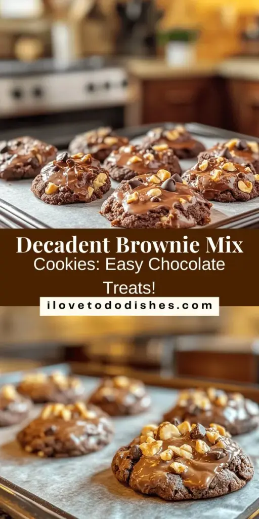 Indulge in the perfect treat with these decadent brownie mix cookies! Combining the rich, fudgy goodness of brownies with the chewy texture of cookies, they are an easy yet irresistible dessert. Quick to prepare with minimal ingredients, these cookies can be customized with your favorite add-ins like nuts or chocolate chips. Great for gatherings or a sweet treat at home, they are sure to please everyone! #BrownieCookies #DessertLovers #BakingFun #ChocolateLovers #EasyRecipes