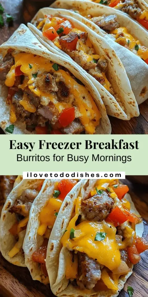 Start your day right with the Easy Breakfast Burrito Freezer Meal, designed for busy mornings! This recipe makes meal prep a breeze, allowing you to customize burritos with your favorite ingredients like eggs, veggies, and protein. Prepare several at once, freeze, and simply reheat when you're ready to eat. Enjoy a satisfying, nutritious breakfast that fits your lifestyle, saves time, and reduces food waste. Say goodbye to rushed mornings!