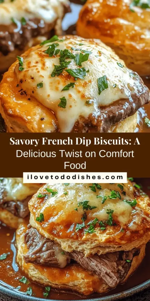 Looking for a new take on a classic favorite? Try these French Dip Biscuits! This hearty recipe features flaky, buttery biscuits filled with tender roast beef, melted cheese, and a savory au jus for dipping. Perfect for gatherings or cozy dinners, this dish brings comfort to any meal. Impress your family and friends with this delicious twist that celebrates the best of French Dip flavors. #FrenchDipBiscuits #ComfortFood #Homemade #RecipeIdeas #YummyFood #Foodie