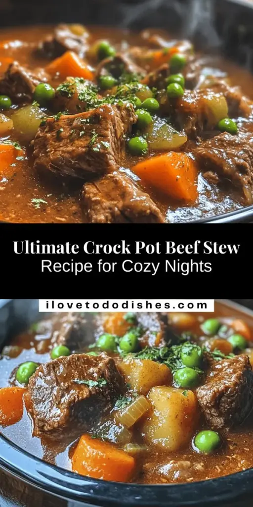 Warm up this winter with the ultimate comfort food: Crock Pot Beef Stew! This recipe blends tender beef, vibrant vegetables, and aromatic herbs, slow-cooked to perfection for a hearty meal that brings families together. Perfect for chilly evenings, discover essential ingredients, preparation tips, and step-by-step instructions for a delicious stew that will make your home smell amazing. Cozy up with a bowl of love! #BeefStew #CrockPotRecipes #ComfortFood #SlowCooking #WinterMeals #HomemadeGoodness