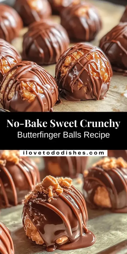 Indulge in the delightful nostalgia of Sweet Crunchy Butterfinger Balls! This simple no-bake recipe combines creamy peanut butter and crushed Butterfinger candy for a treat that balances sweetness and crunch. Perfect for parties or a cozy night in, these bite-sized goodies are sure to impress. Enjoy the satisfaction of making them from scratch, knowing exactly what’s inside. Try this fun recipe today and share the joy! #ButterfingerBalls #NoBakeDessert #HomemadeTreats #SweetSnacks #DessertLovers