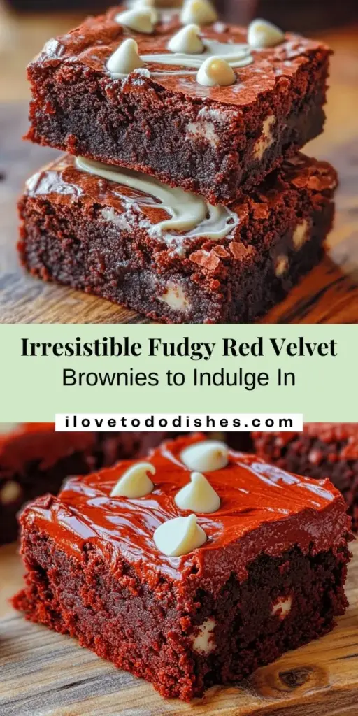 Indulge in the ultimate decadent experience with fudgy red velvet brownies! These rich, moist treats combine the classic flavors of red velvet with the dense texture of brownies, making them a perfect dessert for any occasion. The vibrant red hue and chocolatey undertones are sure to impress. Elevate your baking game with this easy recipe that transforms simple ingredients into a delicious masterpiece. Perfect for sharing or a personal treat! #RedVelvetBrownies #Baking #Dessert #FudgyBrownies #YummyTreats #SweetIndulgence