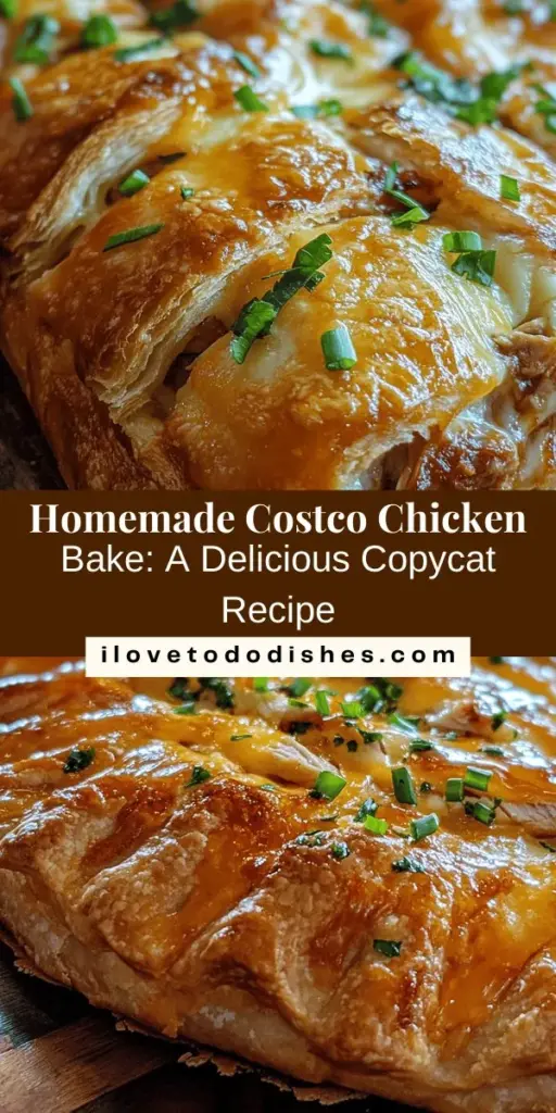 Bring the taste of Costco home with this easy Chicken Bake copycat recipe! Enjoy a crispy crust filled with tender rotisserie chicken, gooey cheese, and tangy ranch dressing, perfect for a satisfying meal anytime. Customize it to suit your preferences, whether you want to add veggies or try different cheeses. Gather your ingredients and treat your loved ones to this delicious homemade treat today! #CostcoChickenBake #CopycatRecipe #HomemadeGoodness #ComfortFood #CookingAtHome