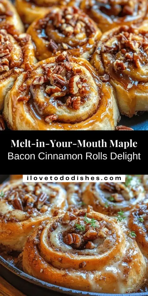 Start your day with a delectable twist on a classic favorite! These Melt-in-Your-Mouth Maple Bacon Cinnamon Rolls combine the warm, gooey sweetness of cinnamon rolls with crispy bacon and a rich maple glaze. Perfect for breakfast or brunch, these rolls will impress your family and friends with their irresistible flavor and texture. Follow this step-by-step recipe and enjoy a homemade treat that everyone will love! #CinnamonRolls #MapleBacon #Homemade #BreakfastTreats #BrunchIdeas #BakingJoy