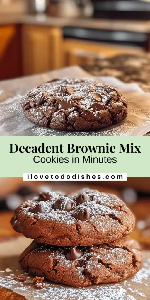 Discover the delicious fusion of cookies and brownies with Easy Brownie Mix Cookies! This simple recipe allows you to create rich and chewy treats with minimal effort, making it ideal for bakers of all skill levels. With just a few ingredients, you can whip up these decadent cookies that are perfect for any occasion. Elevate your baking game and impress your family and friends with this delightful dessert! #Baking #Cookies #Brownies #Dessert #EasyRecipes #ChocolateDelights #HomemadeTreats