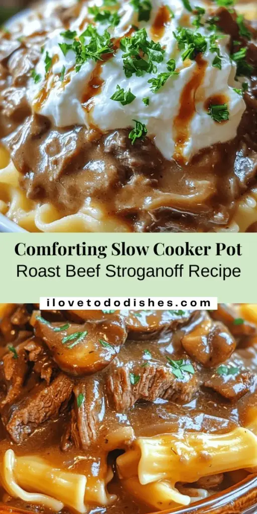 Savor the ultimate comfort food with Tender Slow Cooker Pot Roast Beef Stroganoff! This dish combines the melt-in-your-mouth texture of slow-cooked chuck roast with a rich, creamy stroganoff sauce, perfect for busy weeknights or lazy Sundays. Serve it over soft egg noodles for a heartwarming meal that requires minimal effort and delivers maximum flavor. Create a family favorite tonight! #BeefStroganoff #ComfortFood #SlowCooker #Recipe #HomeCooking #DinnerIdeas #Foodie #Yummy