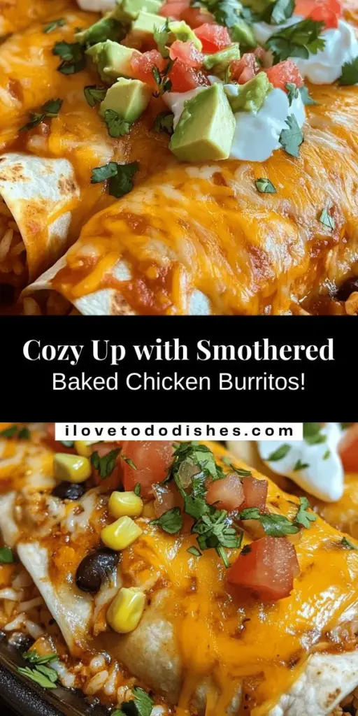 Discover the delicious world of Smothered Baked Chicken Burritos! This comforting dish elevates your classic burrito with savory sauce, rich flavors, and hearty fillings. Perfect for busy weeknights or family gatherings, this recipe is adaptable to suit various tastes, from chicken to vegetarian options. Easy to prepare and packed with nutrition, these burritos are a crowd-pleaser. Try them today! #BakedBurritos #ComfortFood #FamilyRecipes #CookingAtHome #MexicanCuisine